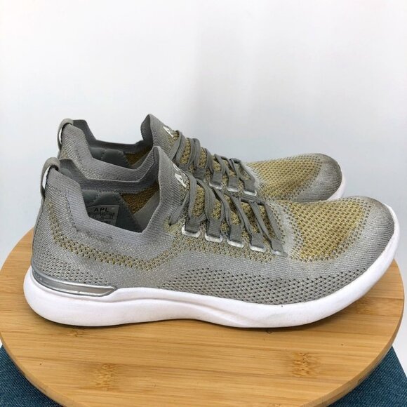 APL TECHLOOM BREEZE metallic knit mesh running sneakers Met Silver Gold  size 9 - Picture 6 of 16